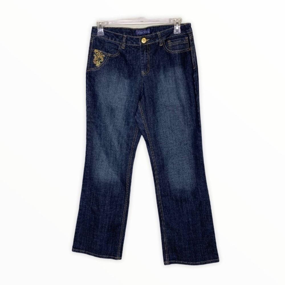 Baccini Metallic Embroidered Dark Wash Jeans